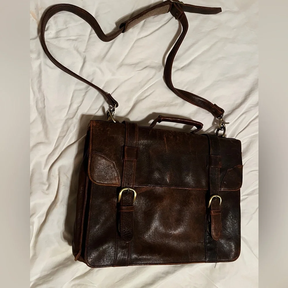 Leather briefcase; purchased from A.G. Russell knives company.